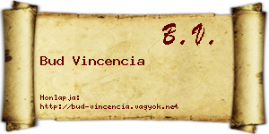 Bud Vincencia névjegykártya